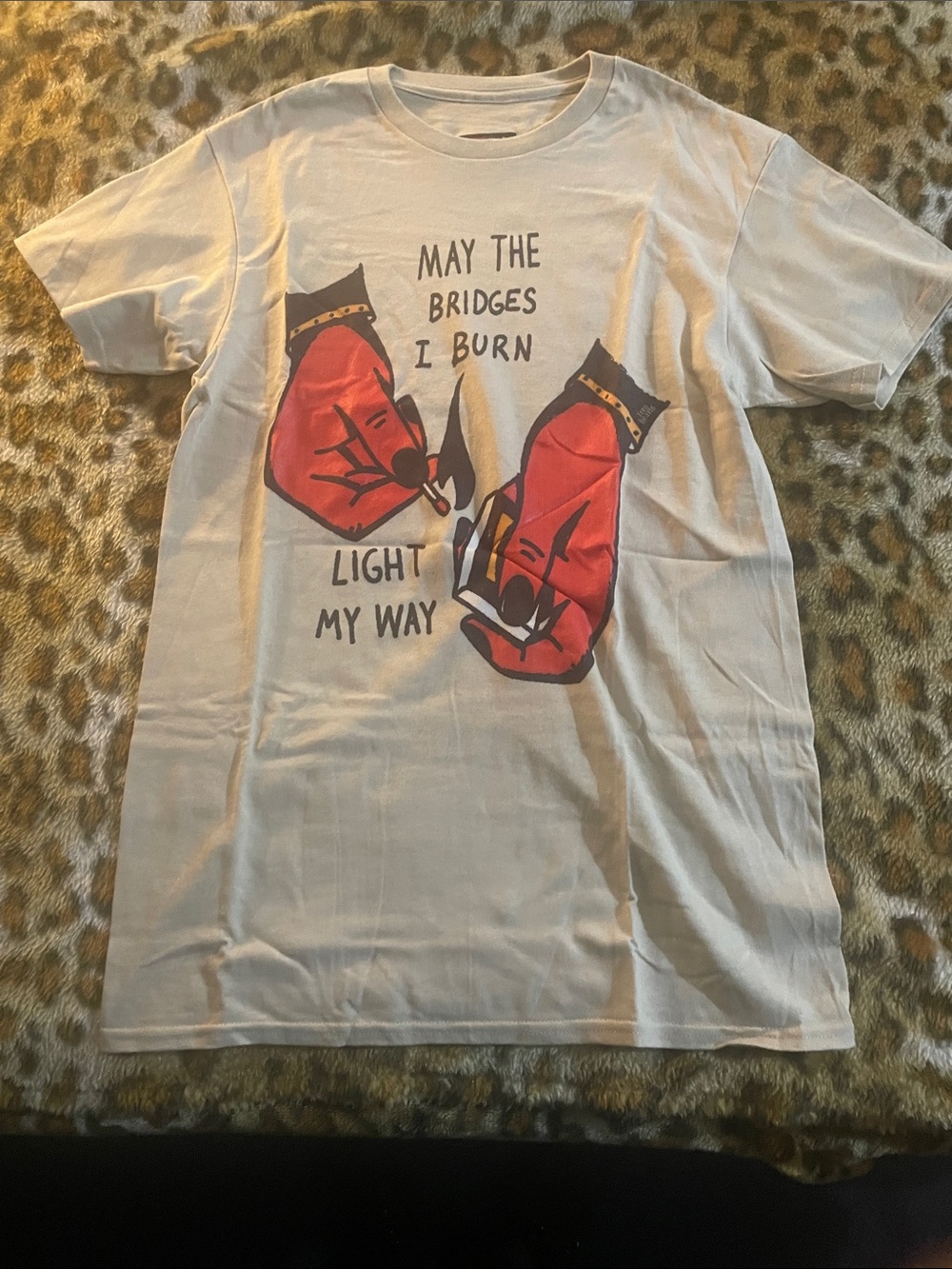 Men's Tan Short-Sleeve Graphic Tee With Intent To Burn The Night Bright